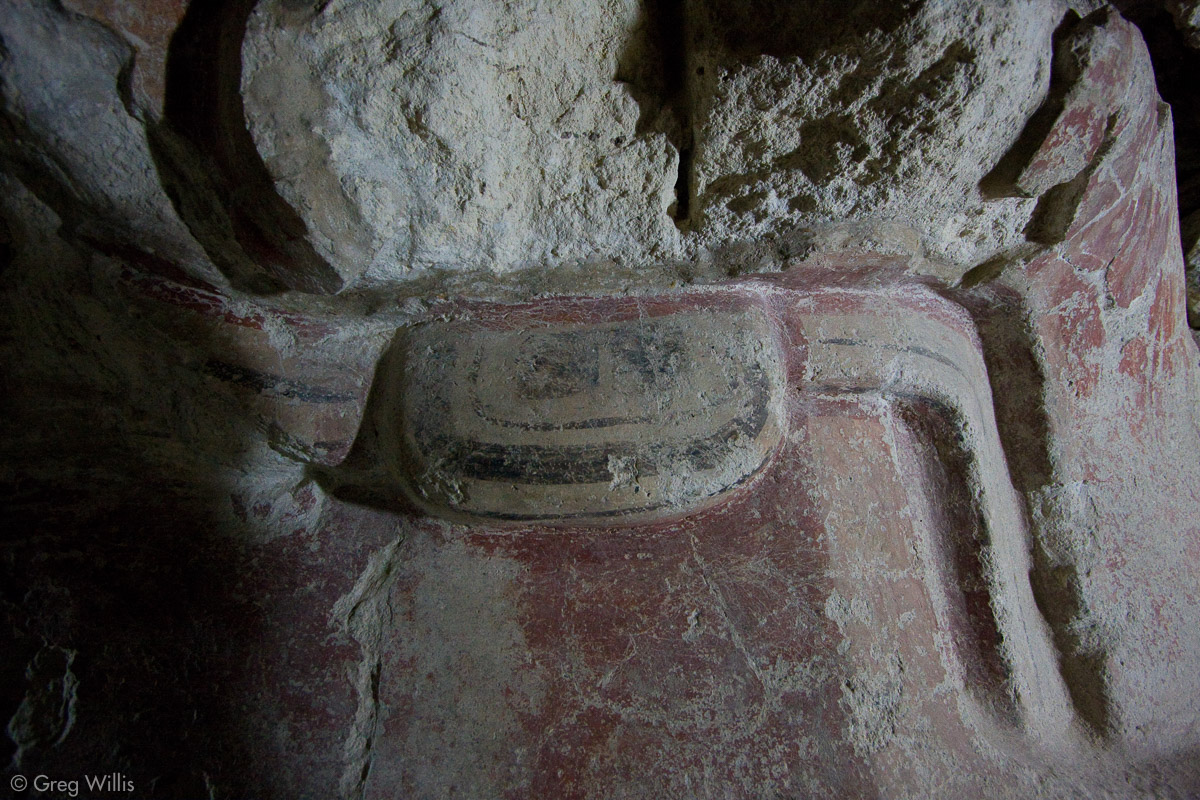 Old temple beneath the Jaguar Paw Temple, detail of mask